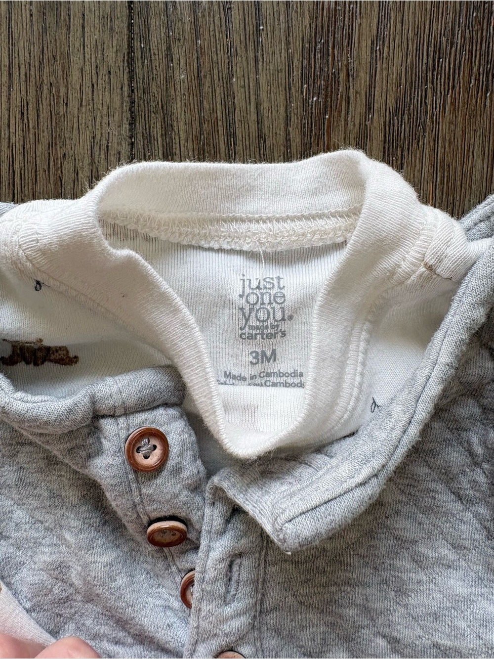 Just One You Little Bear Romper Set- Grey and Brown Outfits- 3m - Picture 7 of 9